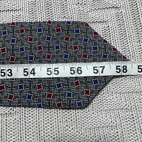 Vintage 1980s Swing red and blue geometric print silk tie - Picture 5 of 6